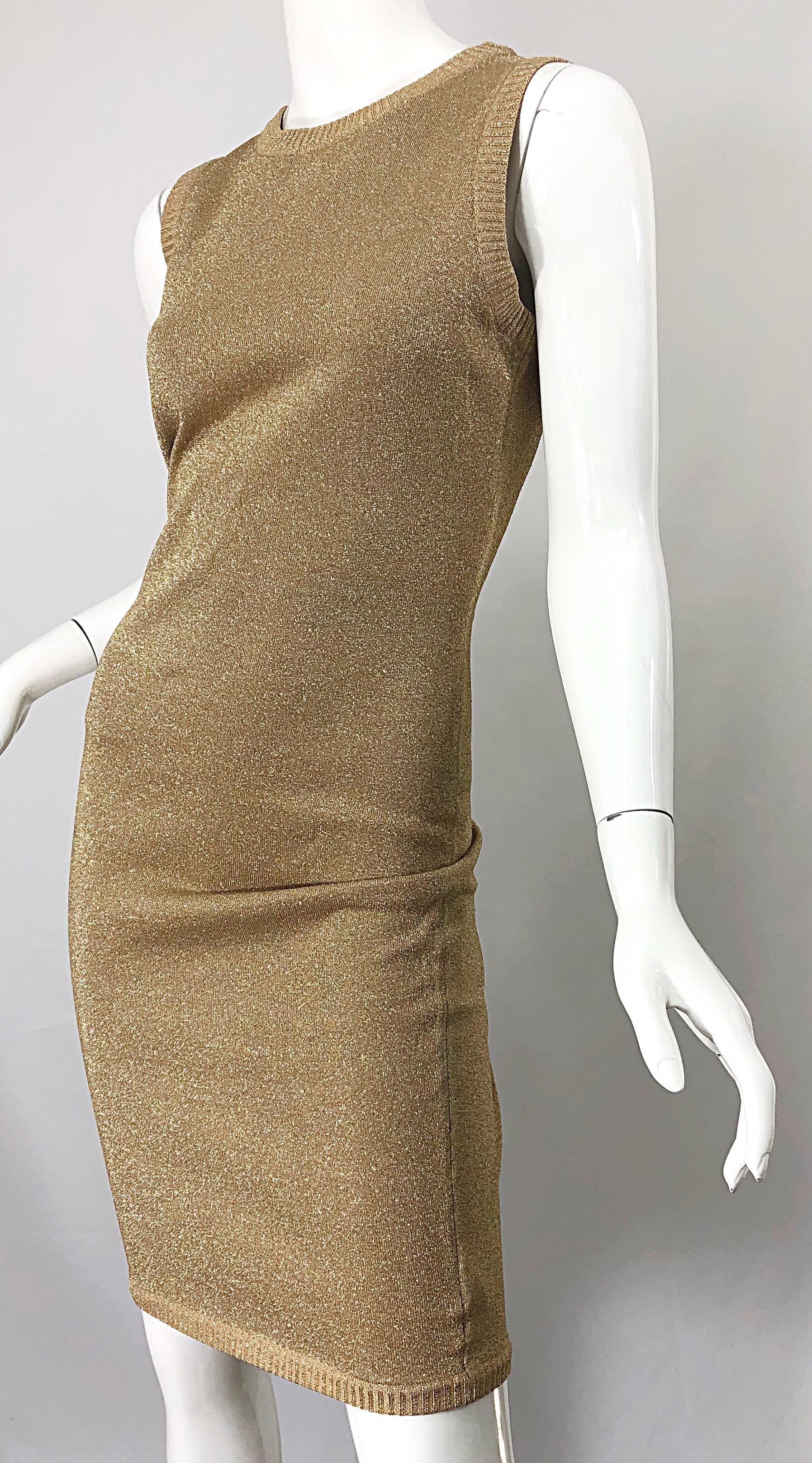 Mila Schoon - Robe moulante vintage à découpes dorées et métallisées avec dos nu, années 1990 en vente 5