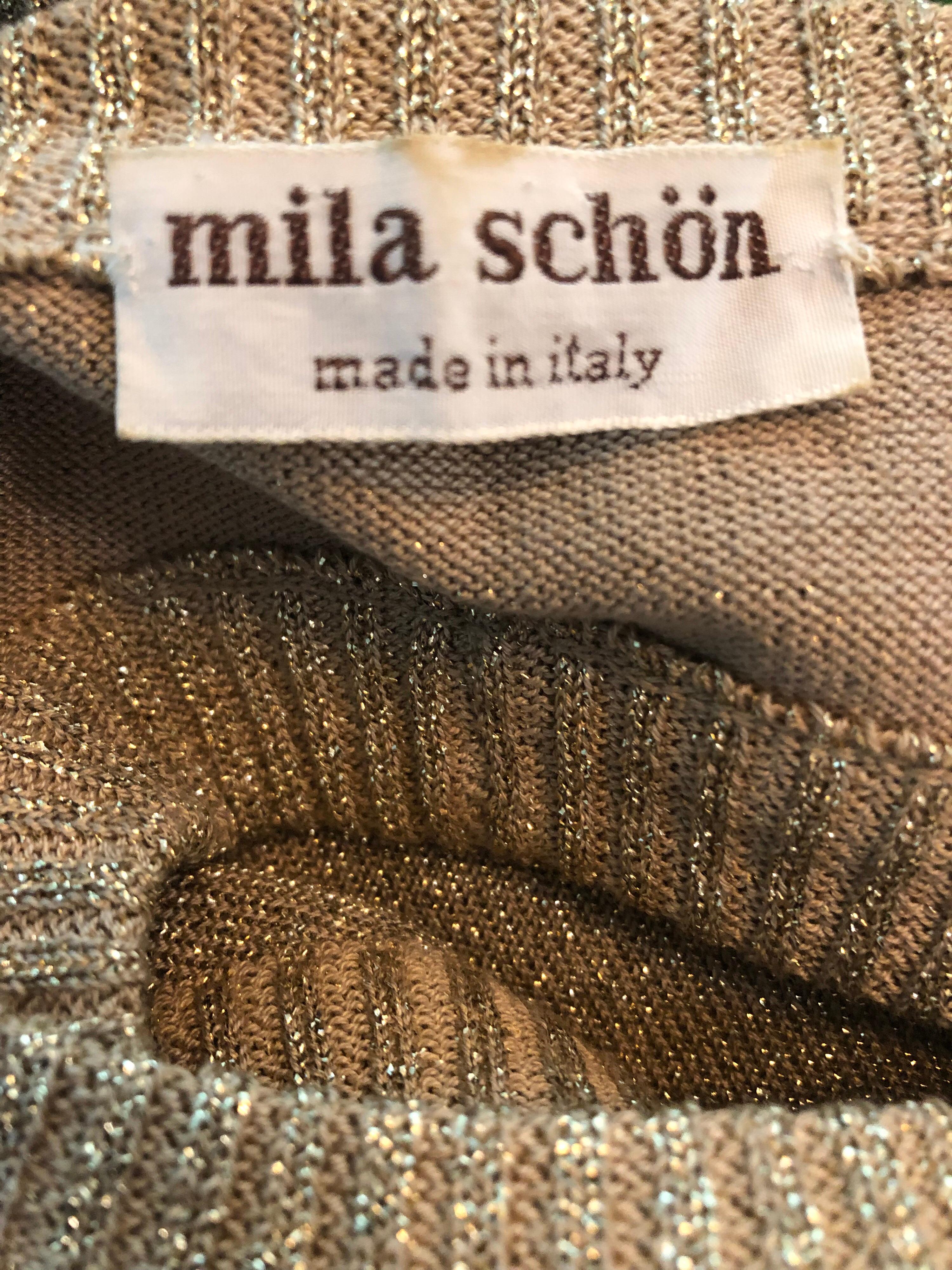 Brown Mila Schoon 1990s Gold Metallic Cut - Out Back Vintage 90s Bodycon Dress For Sale