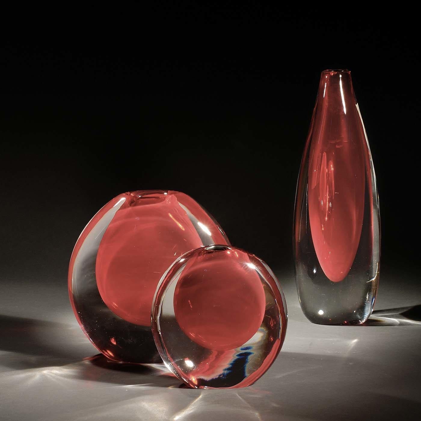 Mila Set of Two Red Vases by Fornace Mian In New Condition For Sale In Milan, IT