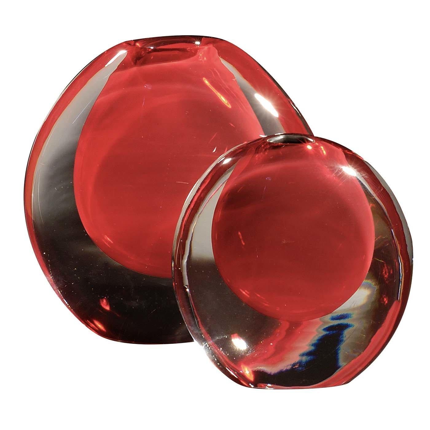 Contemporary Mila Set of Two Red Vases by Fornace Mian For Sale