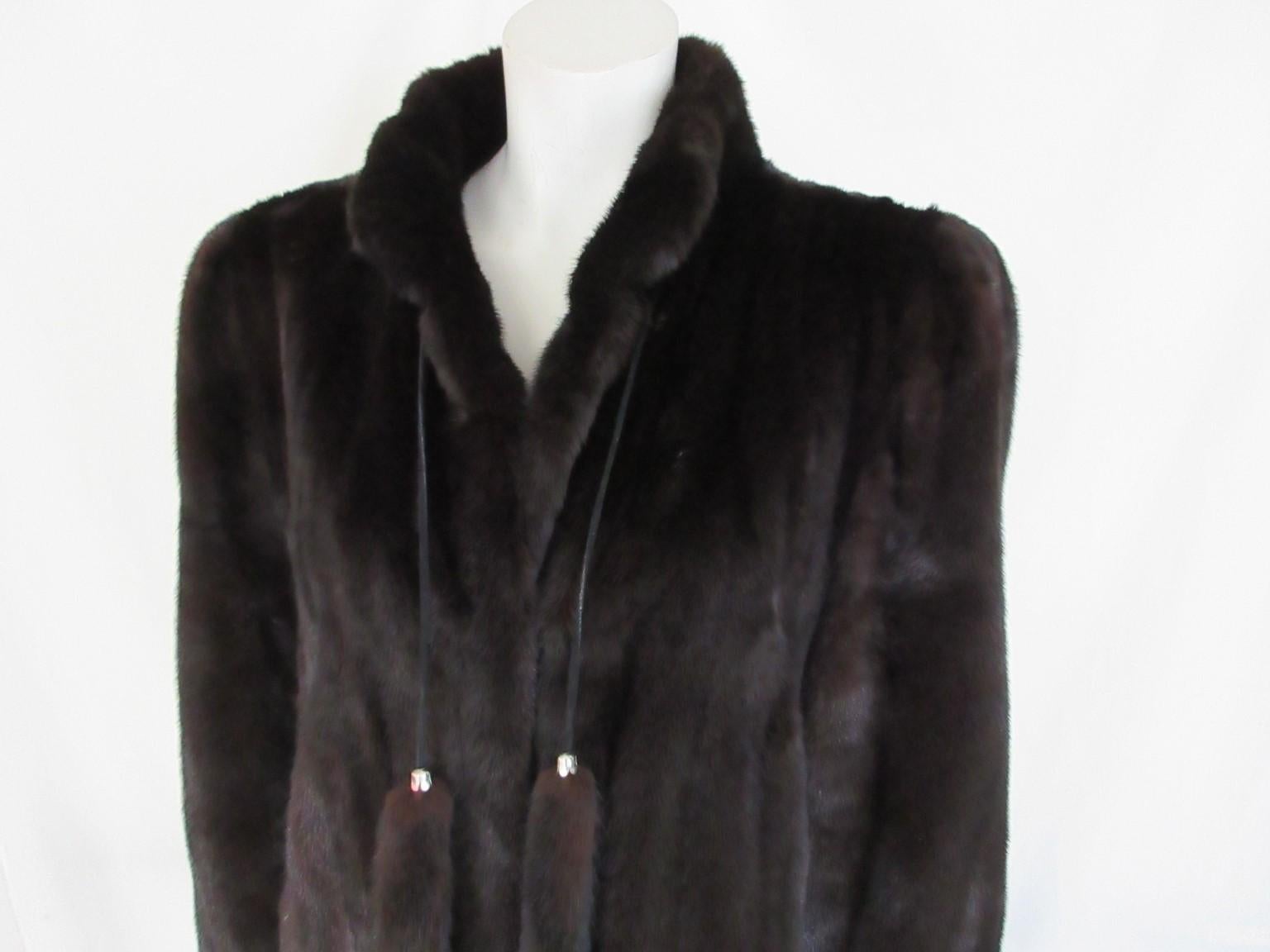 Haute Fourrure MILADY Paris -
Faubourg-Saint Honoré Paris

We offer more luxury fur items, view our front store

Details:
This dark brown coat is made of soft quality sheared mink fur.
Very soft, high quality sheared mink
with 2 tassels, 3 closing