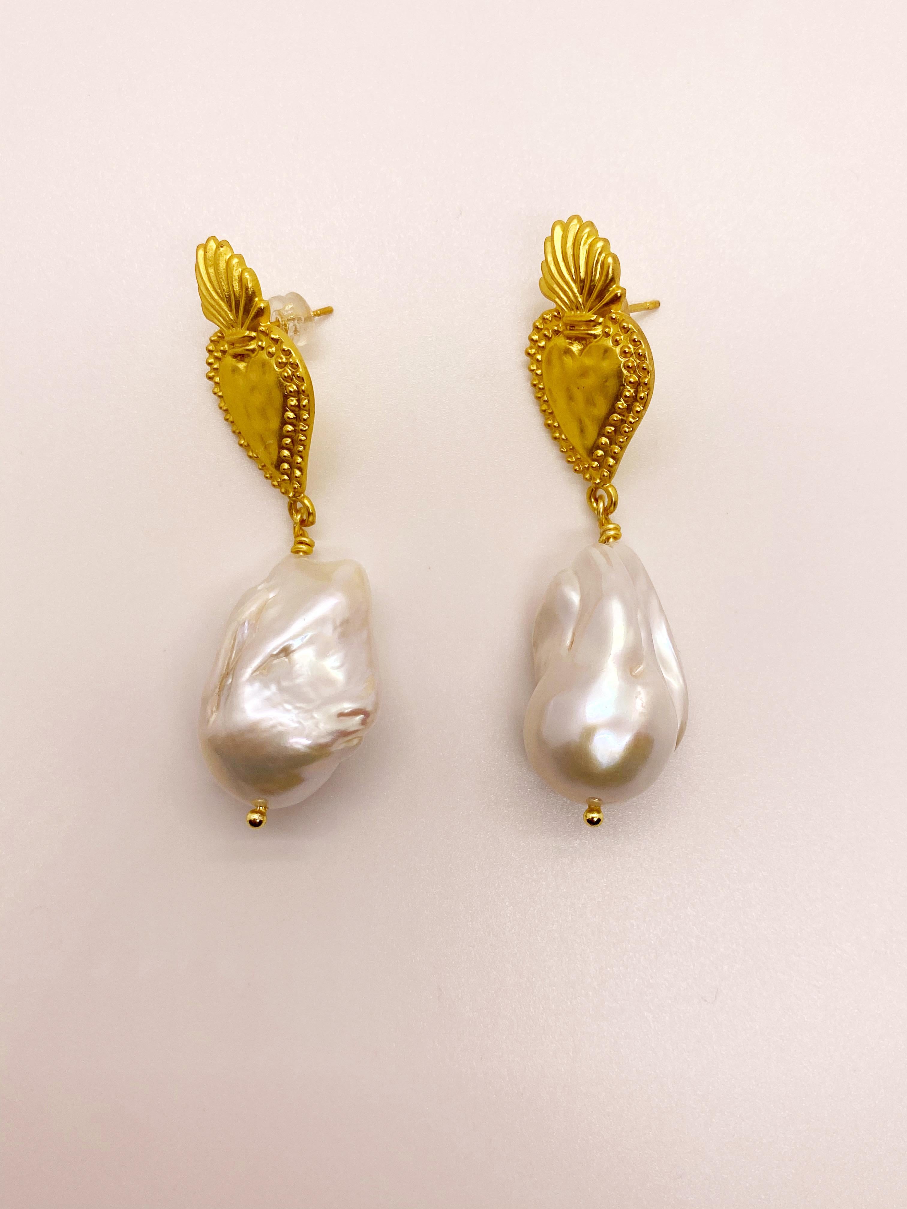Uncut Milagrosa Large Flame ball Pearl Earrings For Sale
