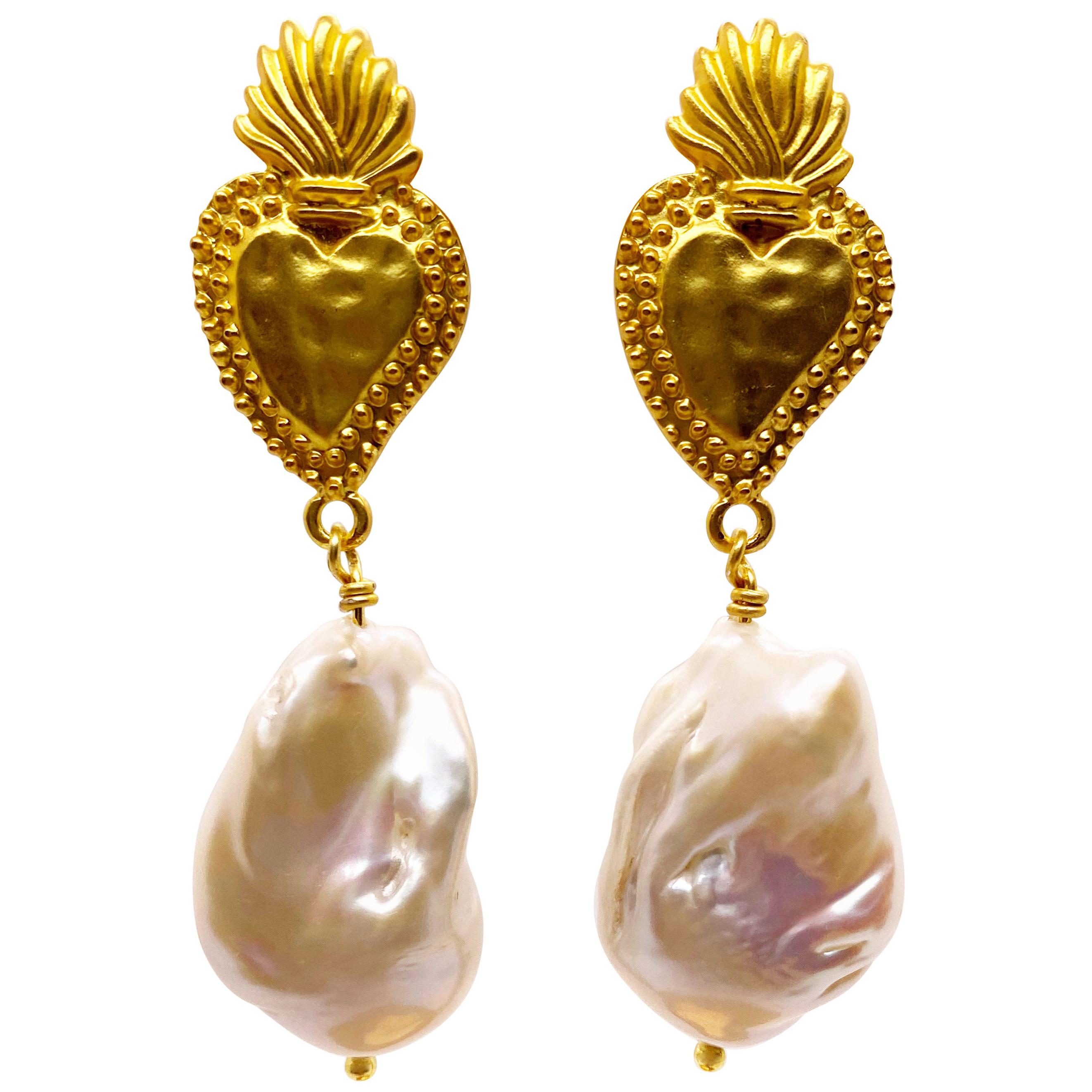 Milagrosa Large Flame ball Pearl Earrings