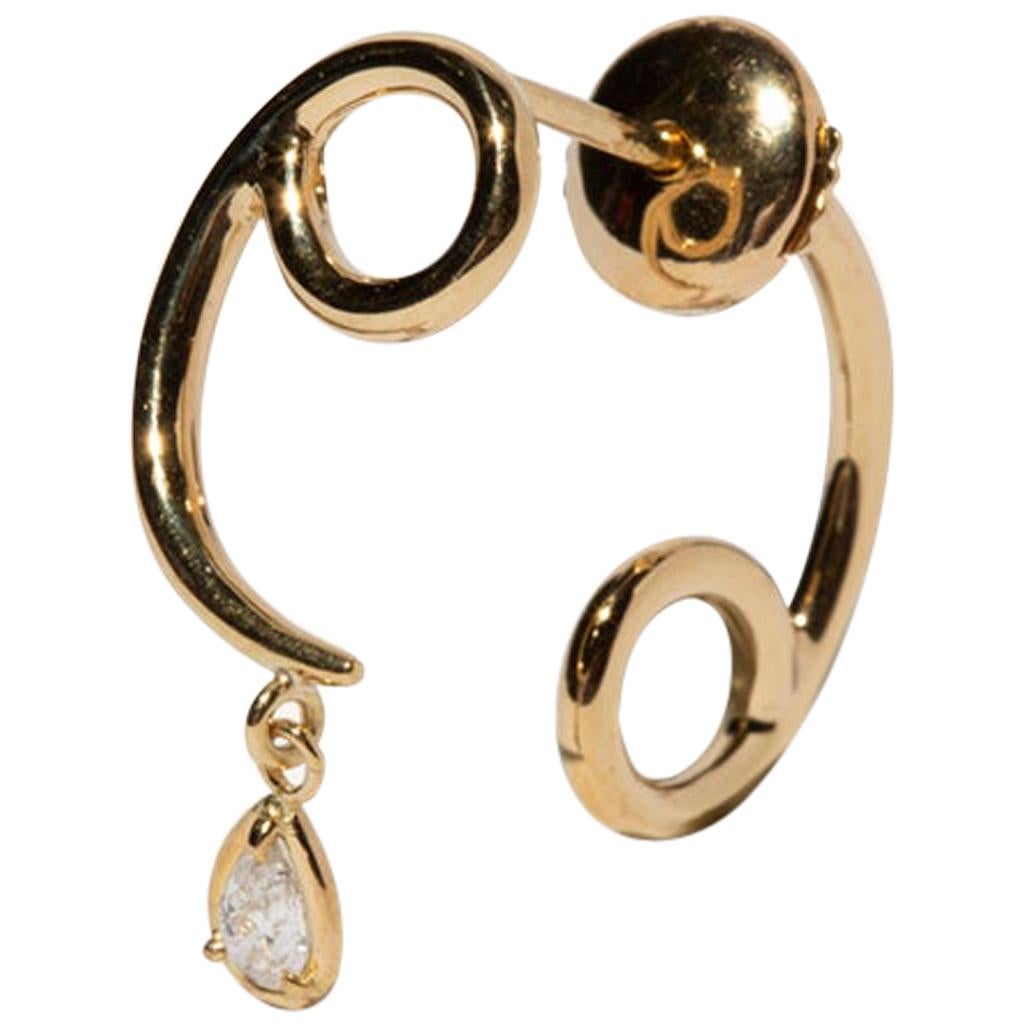 Milamore Fine Jewelry 0.08 Carat Diamond 18 Karat Gold Cancer Earring For Sale