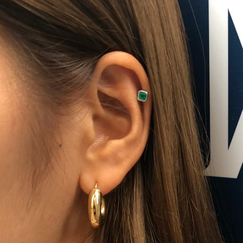 Emerald Cut Emerald Stud Earring For Sale