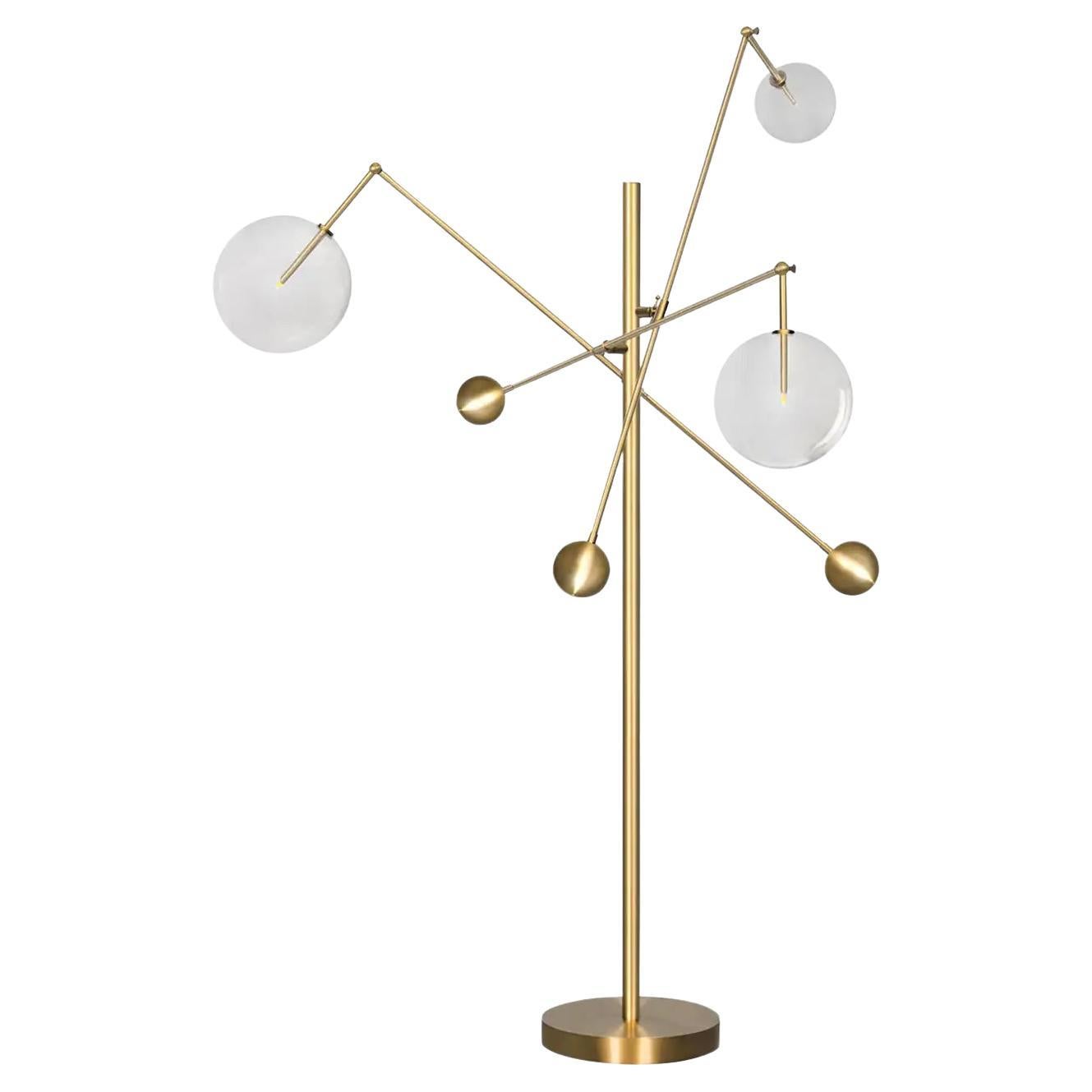 Milan 3 Arms Brass Floor Lamp by Schwung For Sale