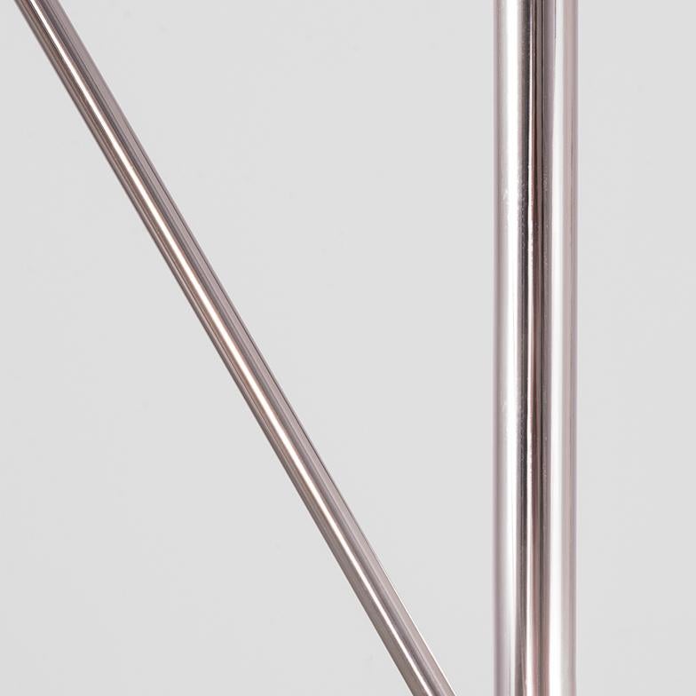 Blackened Milan 3 Arms Polished Nickel Floor Lamp by Schwung For Sale