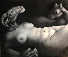 Chèvre nue couchée