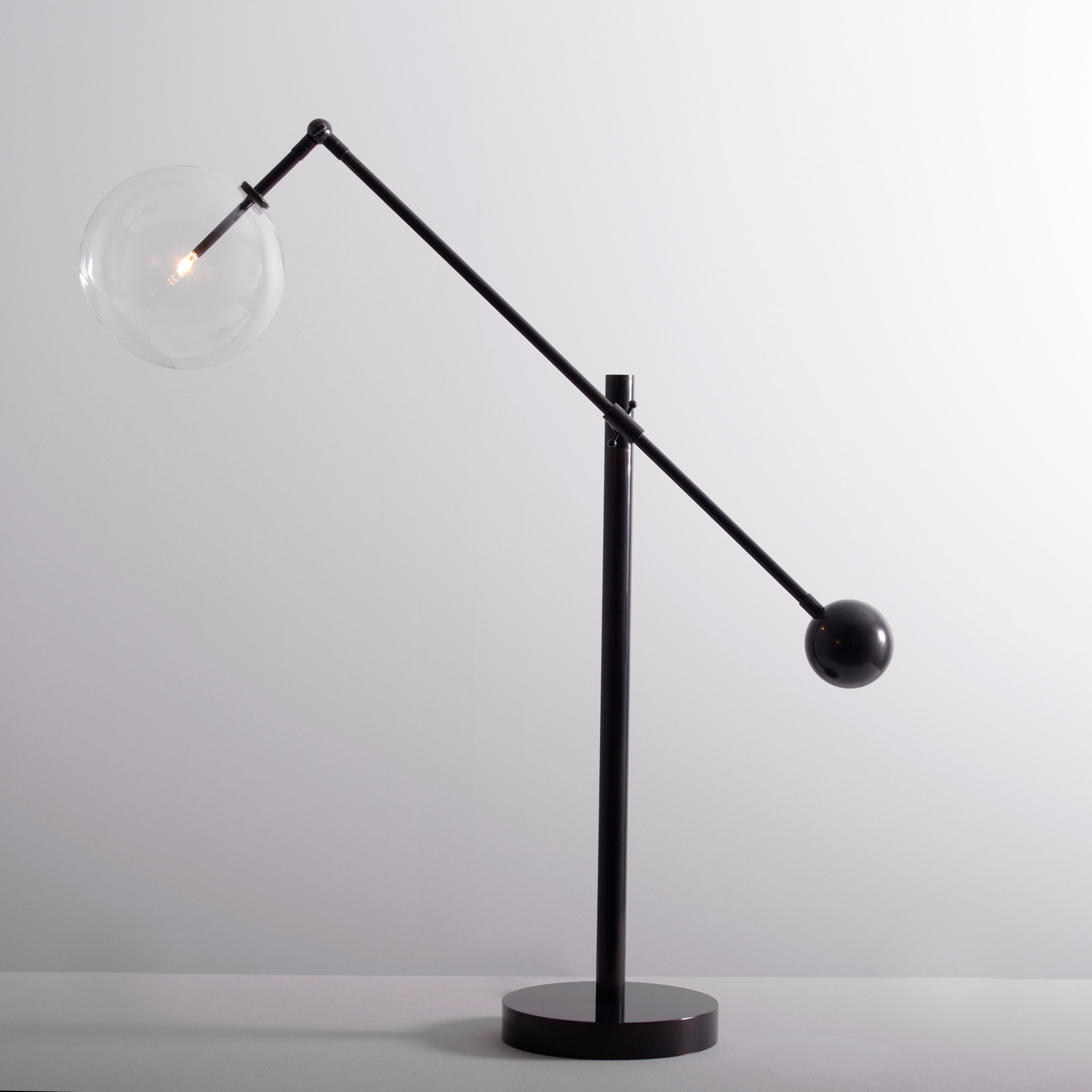 Modern Milan Black Gunmetal Table Lamp by Schwung For Sale