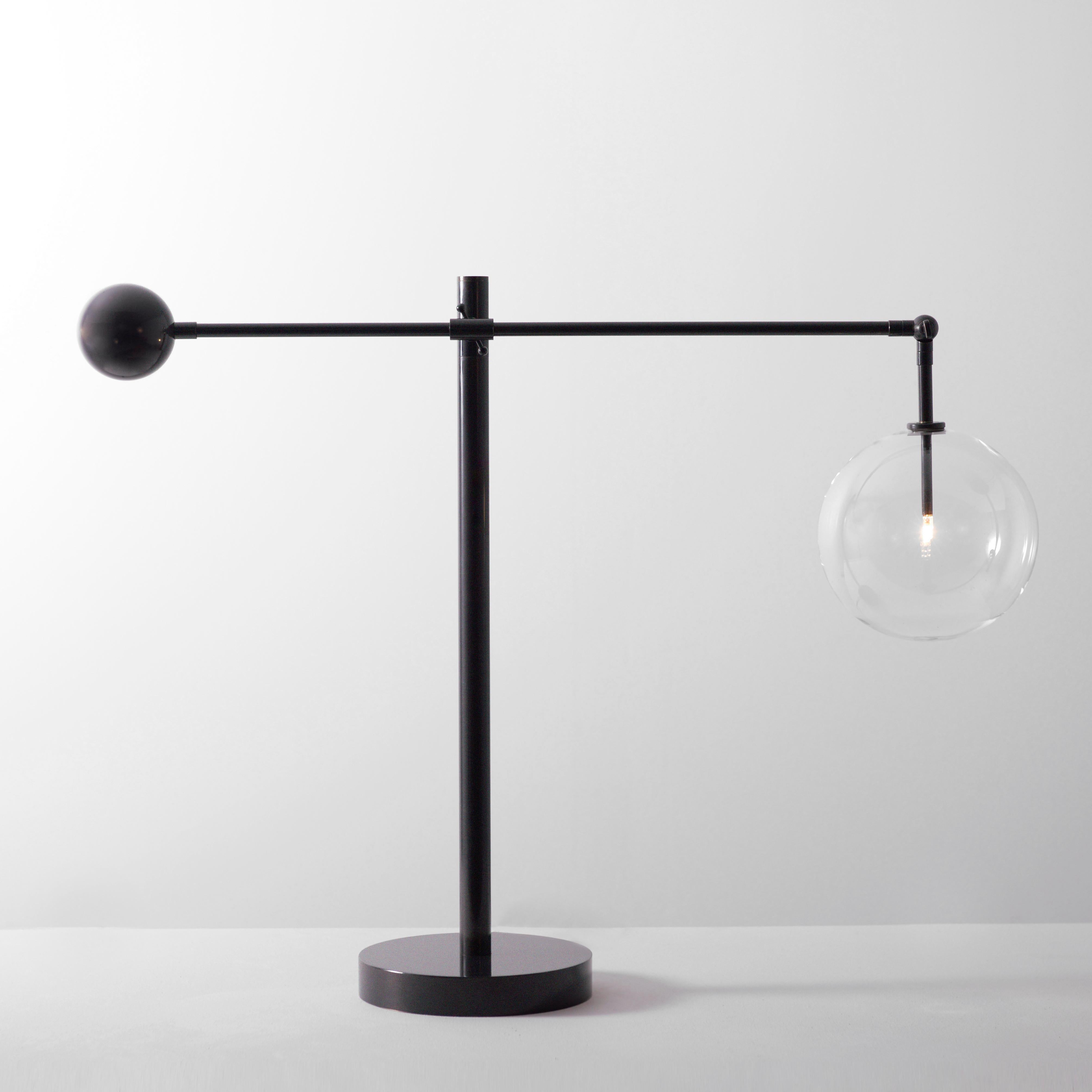 Blackened Milan Black Gunmetal Table Lamp by Schwung For Sale