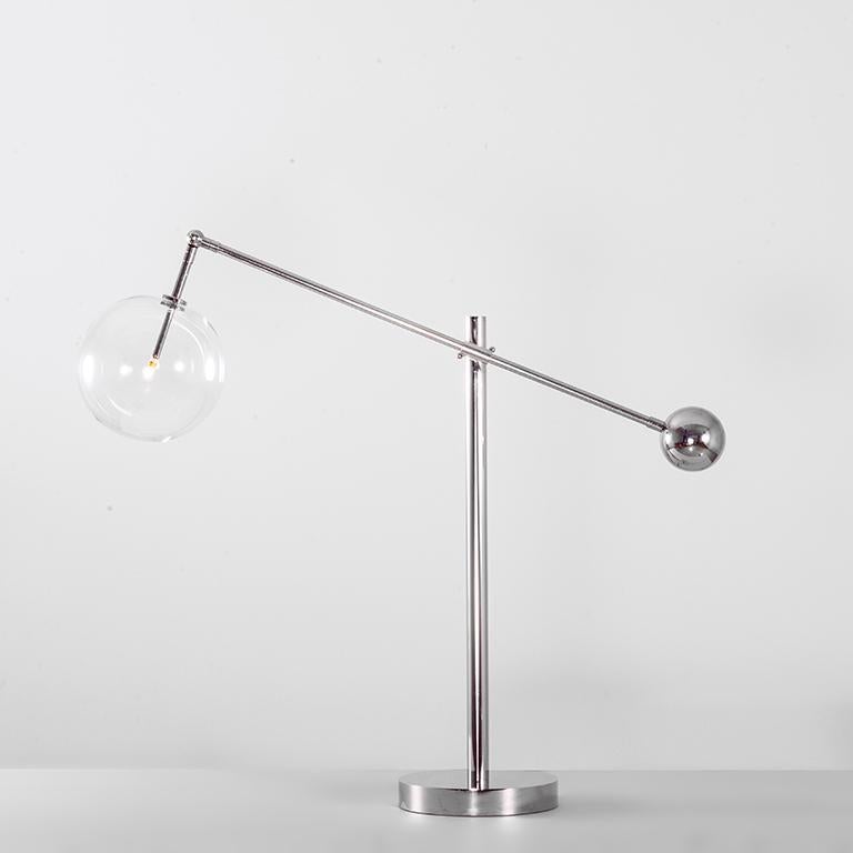 Metal Milan Black Gunmetal Table Lamp by Schwung For Sale