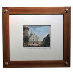 Milan Cathedral Square and the Duomo Early 19th Century Engraving Print Framed