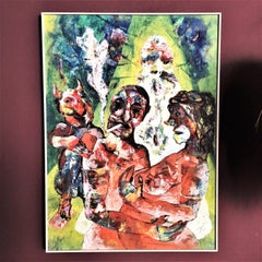 Milan Klimes Mixed Technique on Cardboard, 1970, Czech Republic