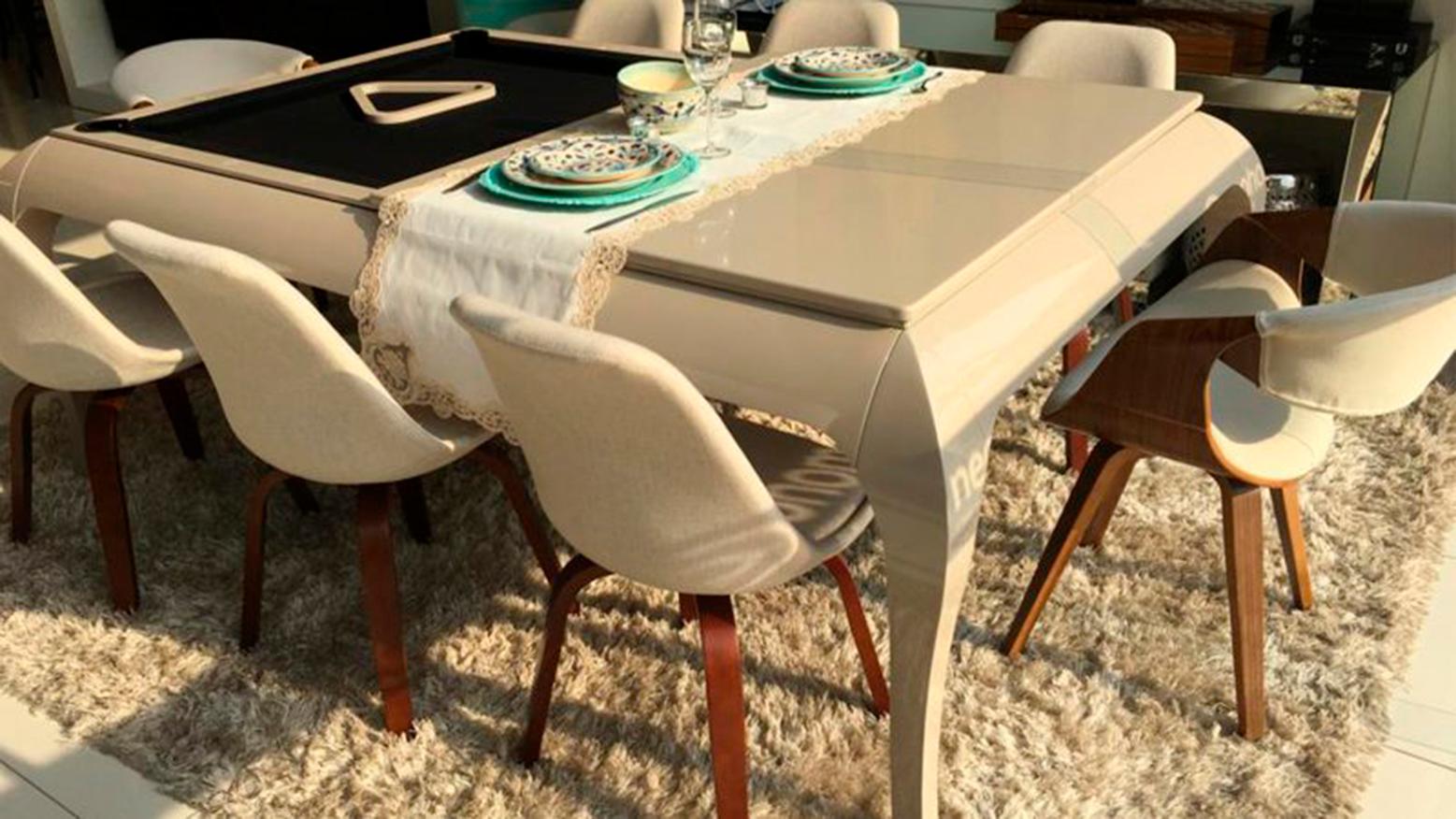 Moderner Luxus-Pooltisch mit Esstischplatte in Lack, anpassbar im Zustand „Neu“ im Angebot in Porto Alegre, Rio Grande do Sul