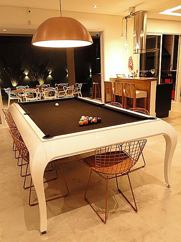 Modern Luxury Pool Table with Dining Top in Lacquer, Customizable For