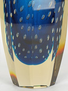 Milan Metelak Czech Harrachov Blue Bullicante Art Glass Vase