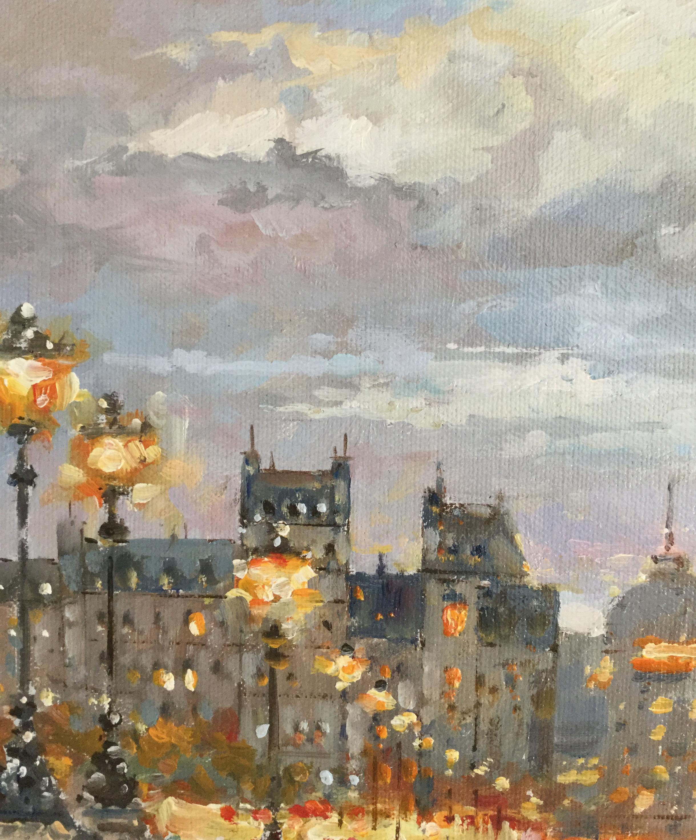 Brushed Milan Miletic 'Serbian', Pont Neuf Paris, Oil on Canvas, Dated, 2008 For Sale