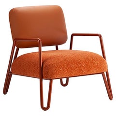 Milan New Product! Metal and Brass, Orange and Textured Fabrics Miami Armchair