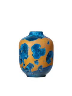 Milan Pekař Crystalline Porcelain Vase Volume I, Mustard Yellow/Blue