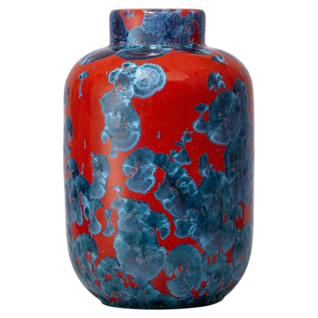 Milan Pekař Crystalline Porcelain Vase XL, Ruby Red/Blue