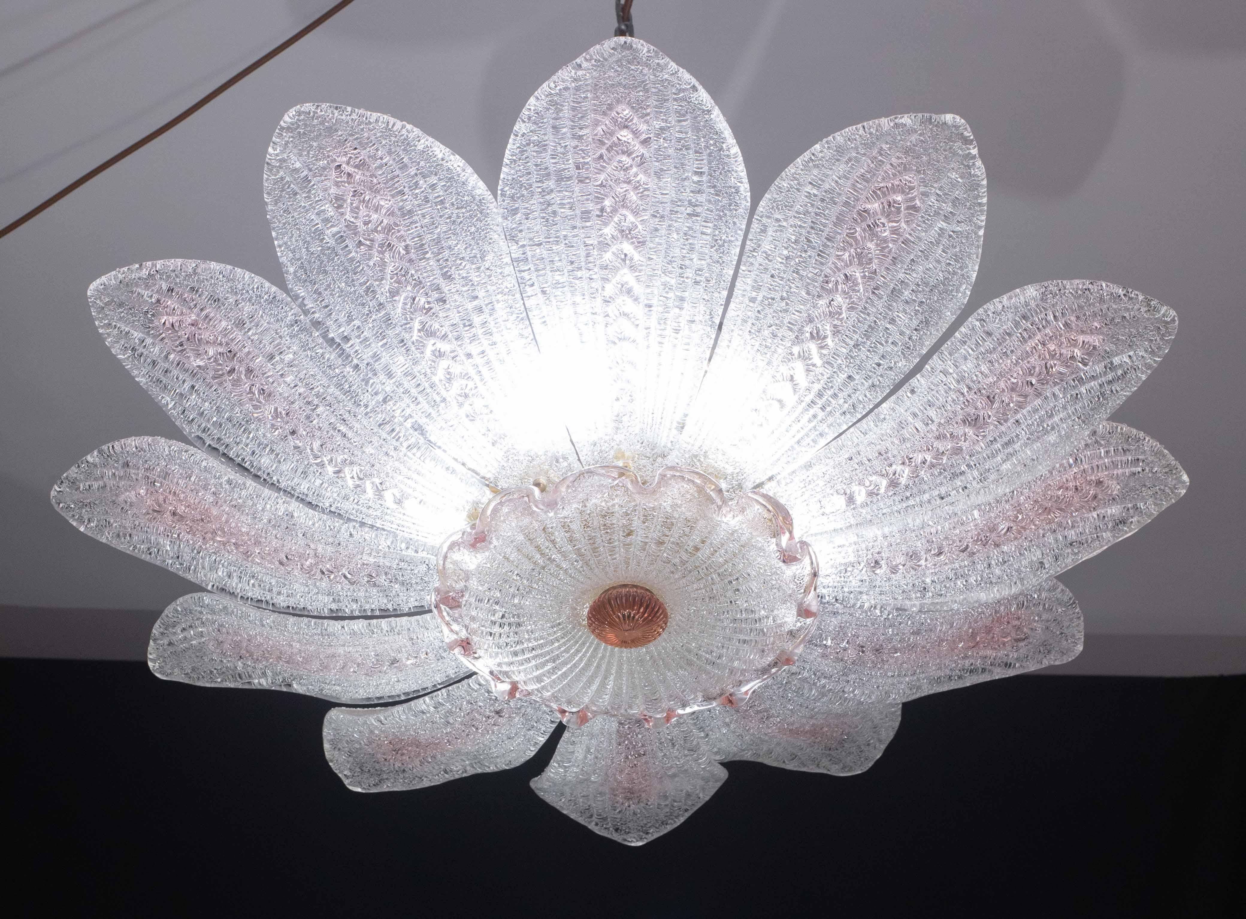 Mailand, Rosa Großes Sonnenblumen Murano Glas Deckenleuchte oder Kronleuchter im Angebot 2