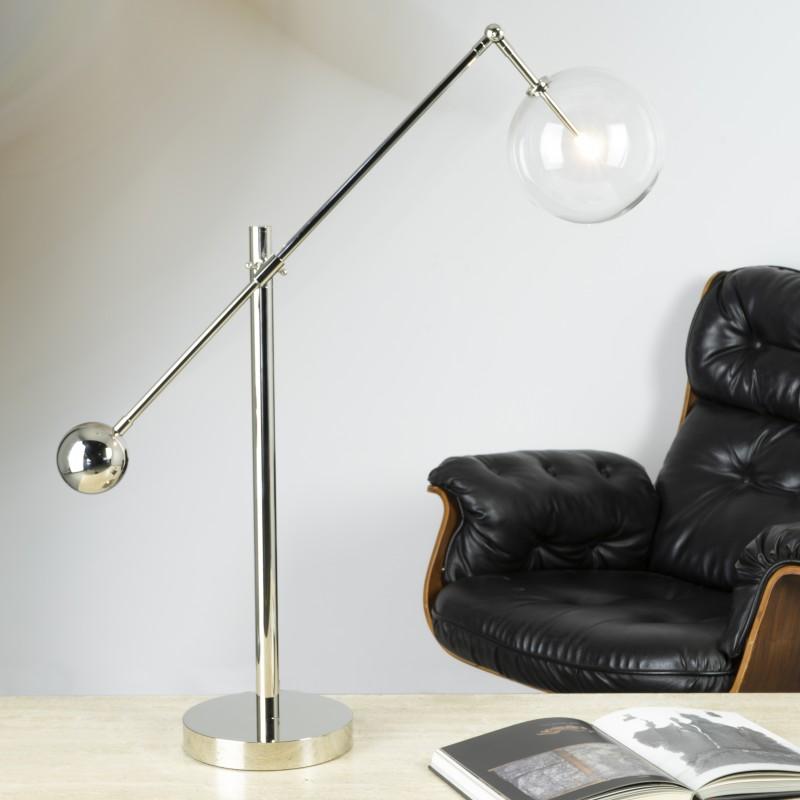 Modern Milan Polished Nickel Table Lamp by Schwung For Sale