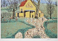 Village Church - Screenprint by Milan Rasic- 1970s