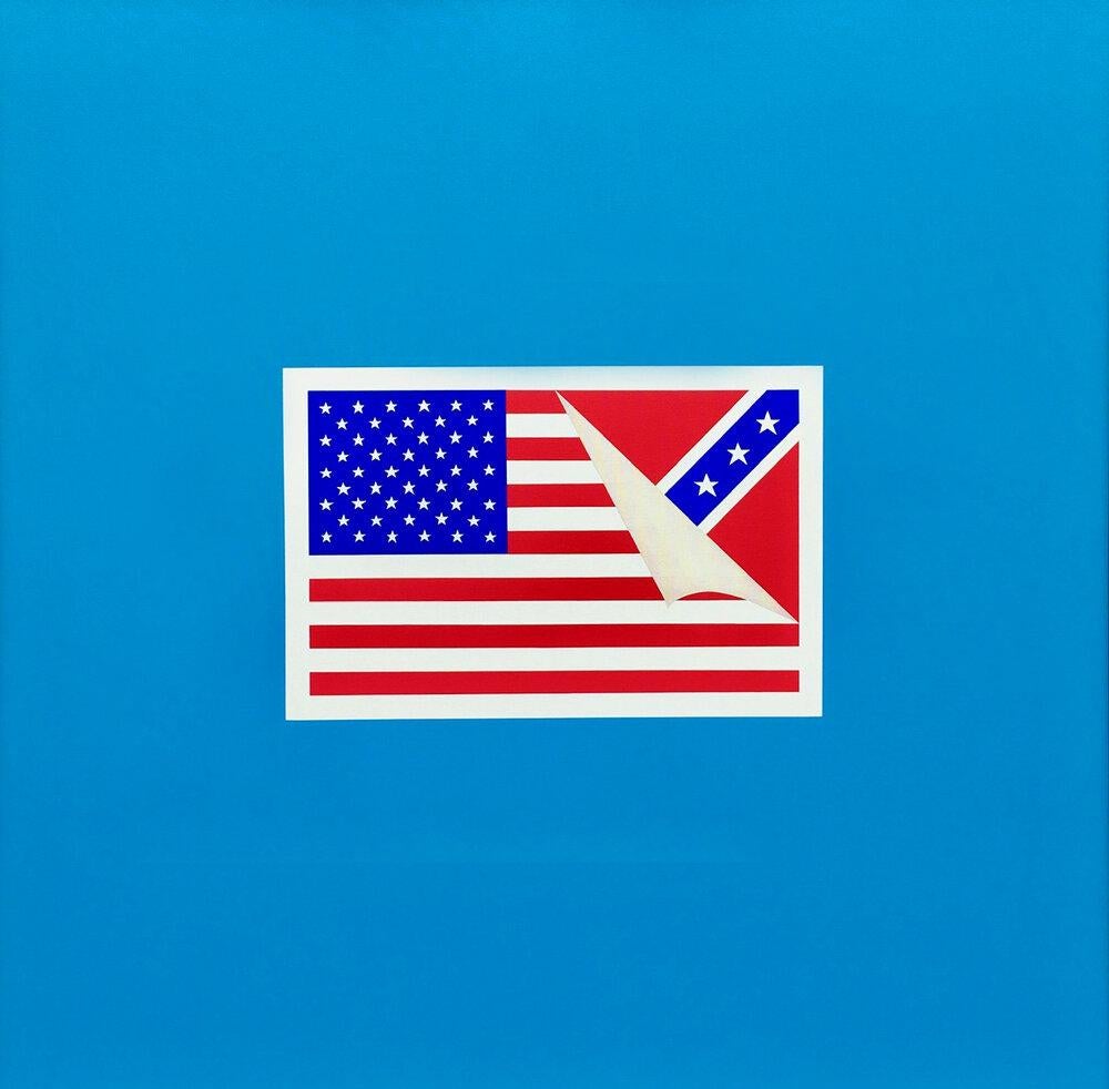 The State of America: Contemporary Political Square Painting in Red White + Blue