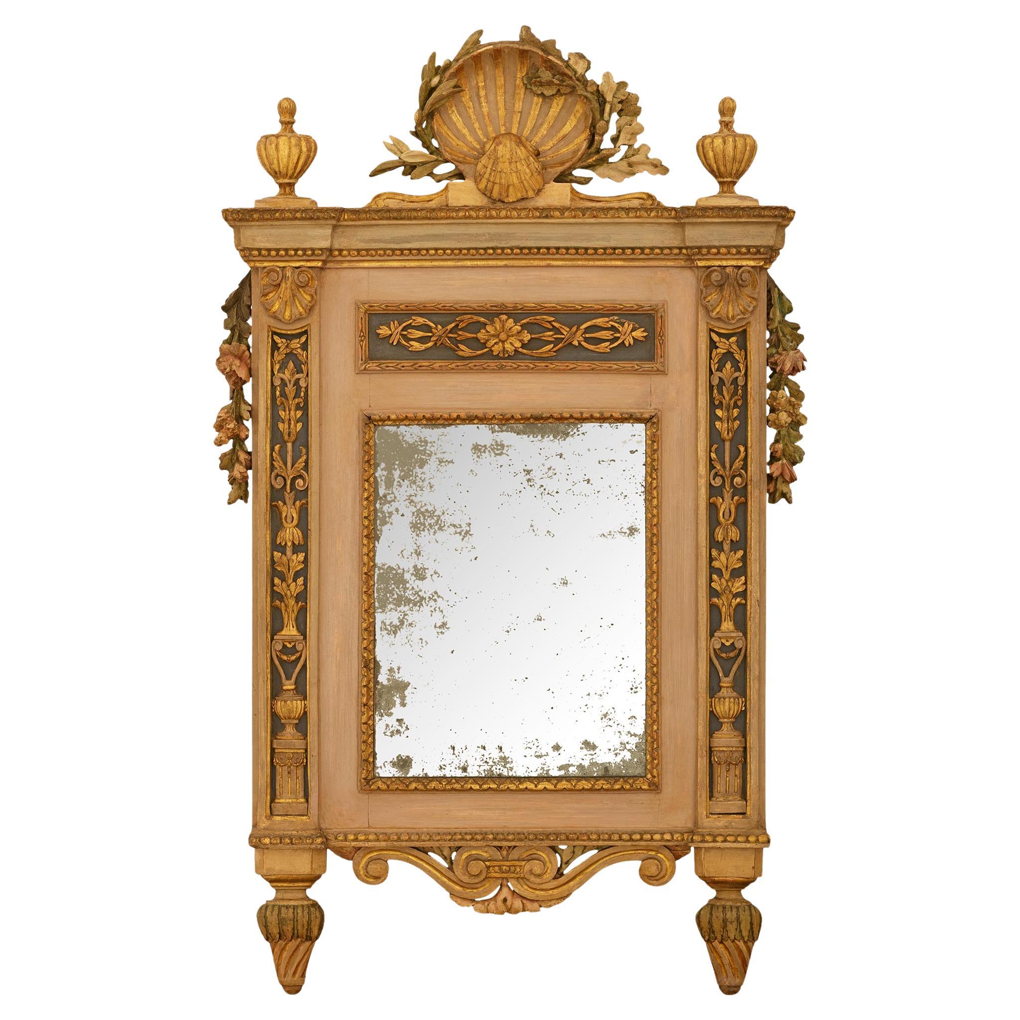 Miroir milanais du XVIIIe siècle d'époque Louis XVI en bois patiné et bois doré en vente