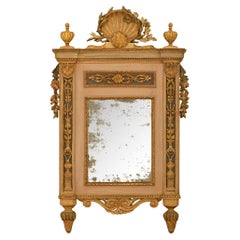 Miroir milanais du XVIIIe siècle d'époque Louis XVI en bois patiné et bois doré