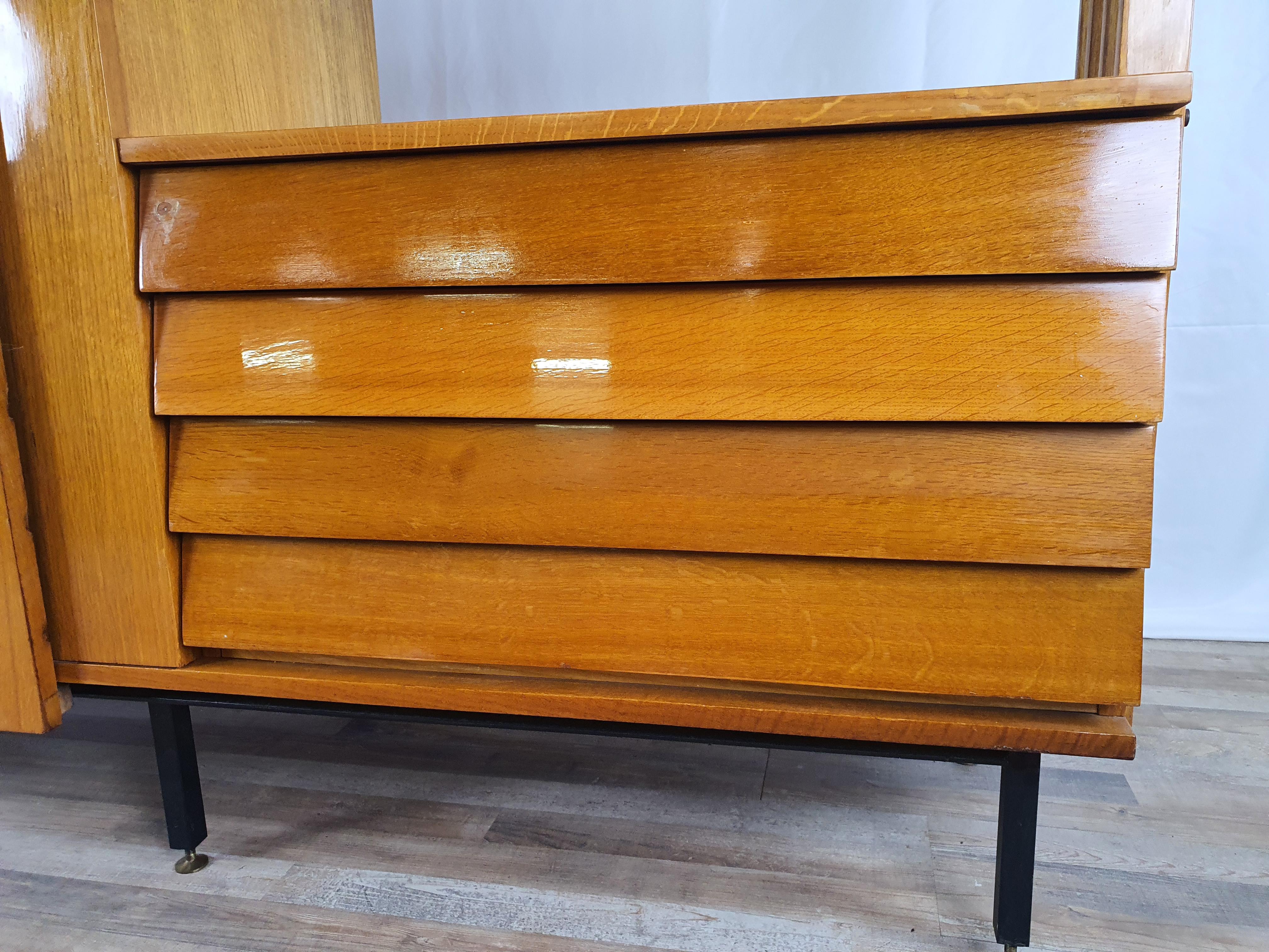 Milanese Bookcase Sideboard in Beech, 1950s For Sale 7