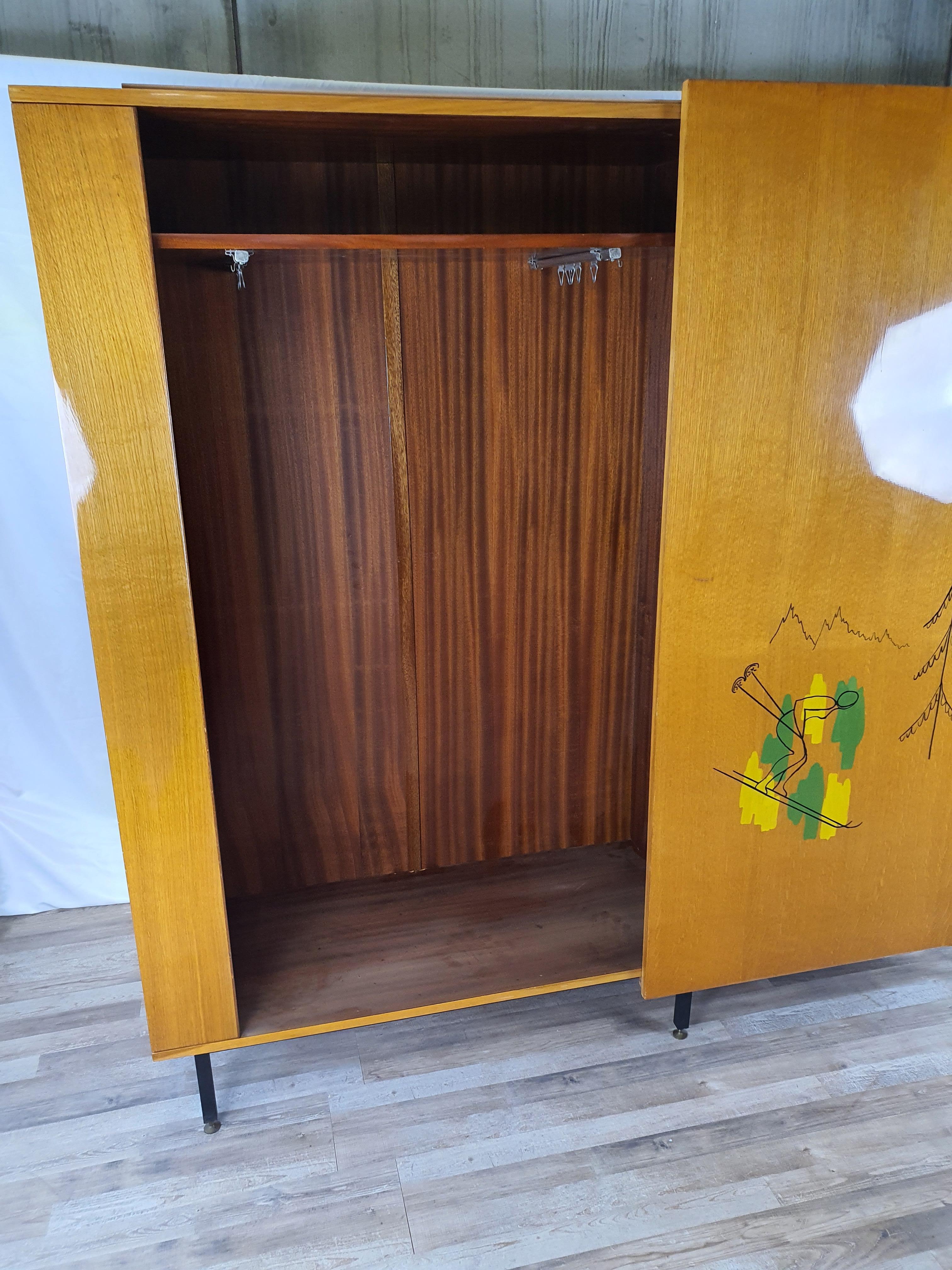20th Century Milanese Bookcase Sideboard in Beech, 1950s For Sale