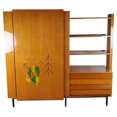 Milanese Bookcase Sideboard in Beech, 1950s