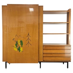 Milanese Bookcase Sideboard in Beech, 1950s