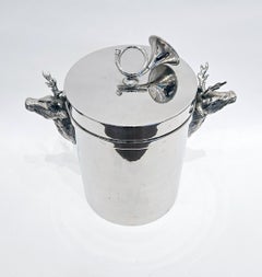 Milanese Design Mid Century Nickel Plated Stag Ice Bucket, Italy, c. 1973
