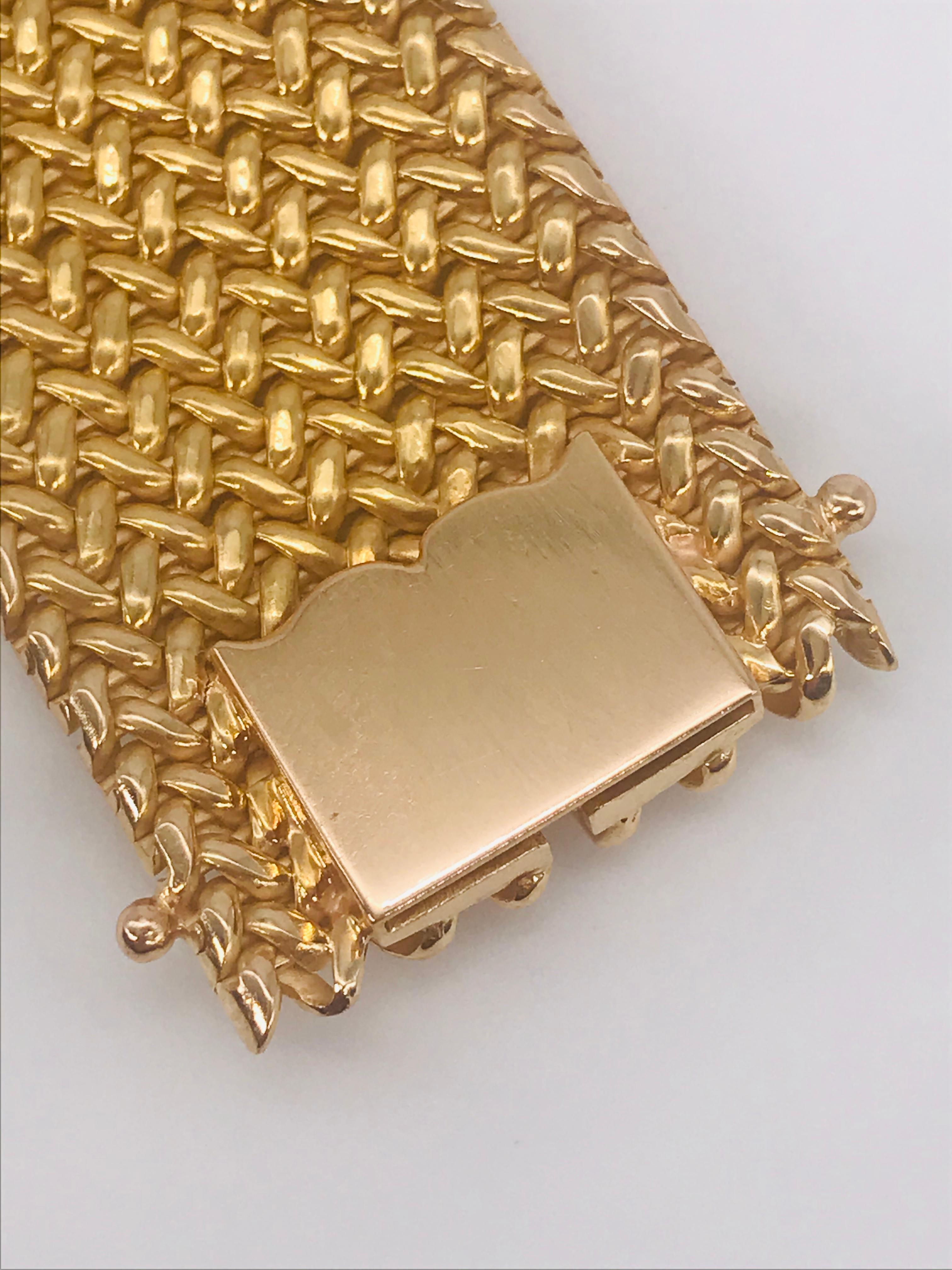 Milanese Mesh Flexible Clamper Bracelets Yellow Gold 18 Karat In Excellent Condition In Vannes, FR