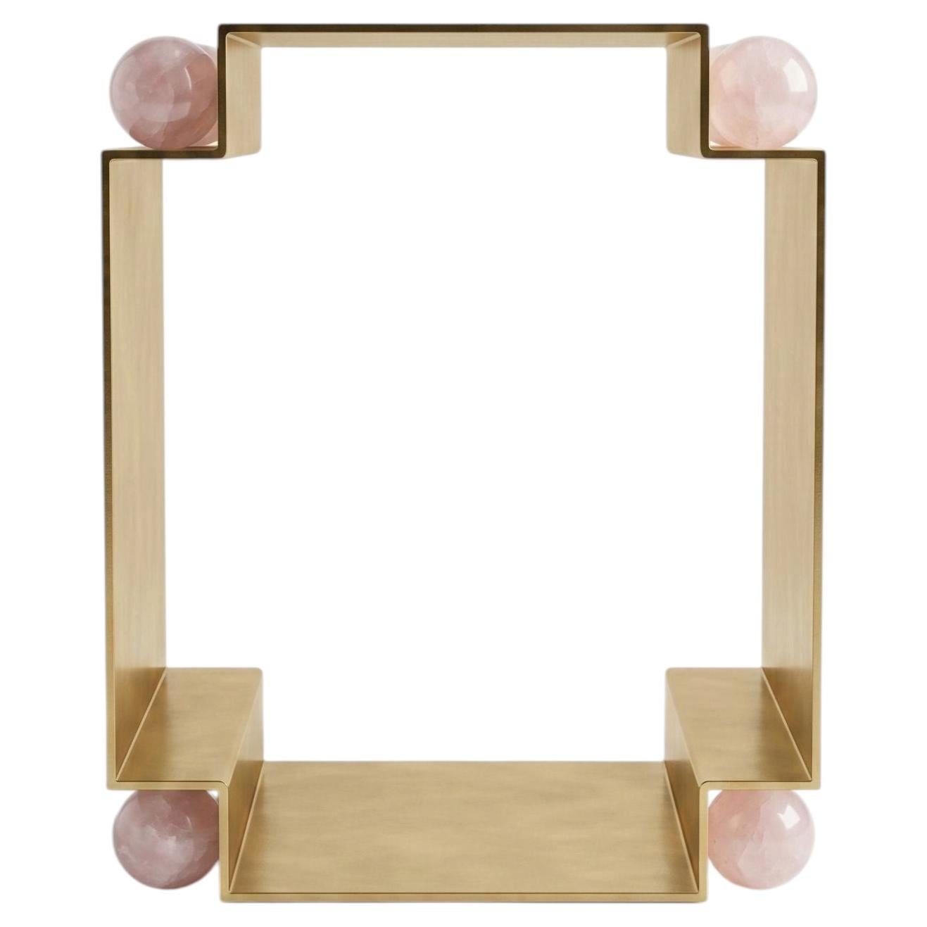Milanese Side Table, Brass and Rose Quartz, by AUSTE OST For Sale