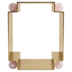 Milanese Side Table, Brass and Rose Quartz, by AUSTE OST