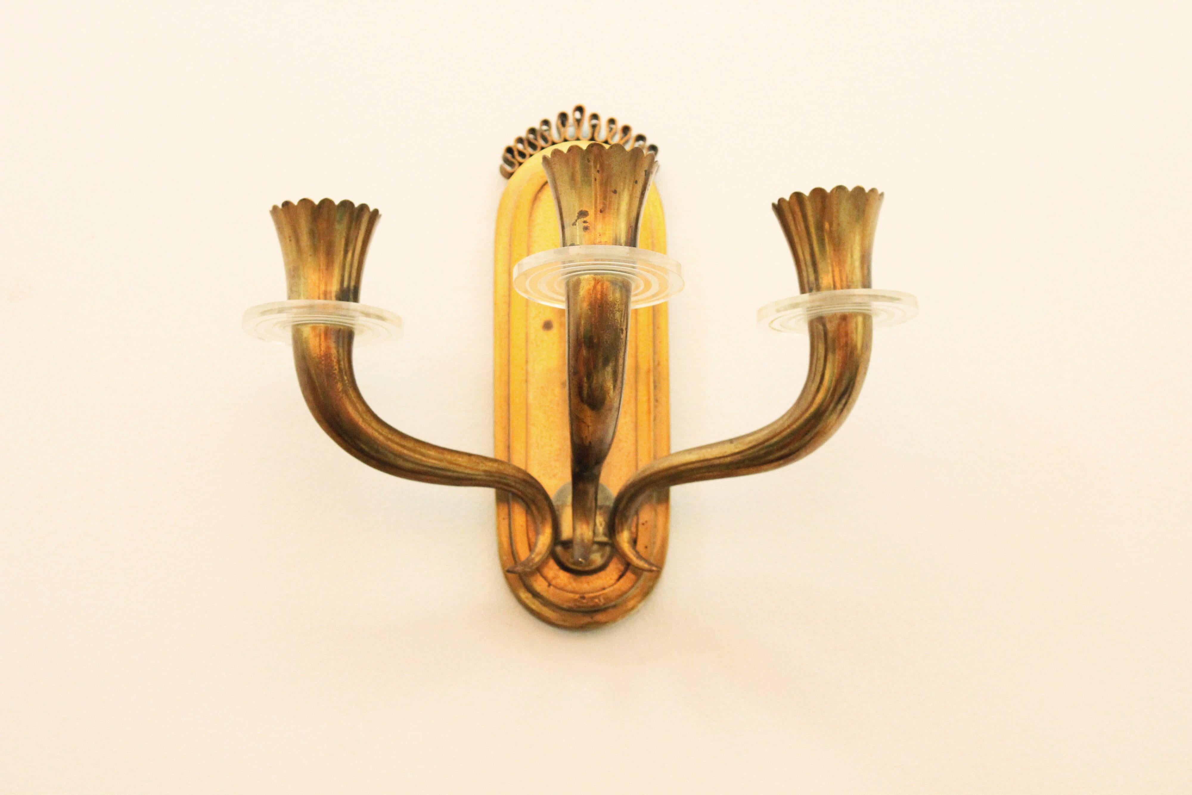 Italian Milanese Wall Lights by Gio Ponti, 1940s, Set of 3 For Sale