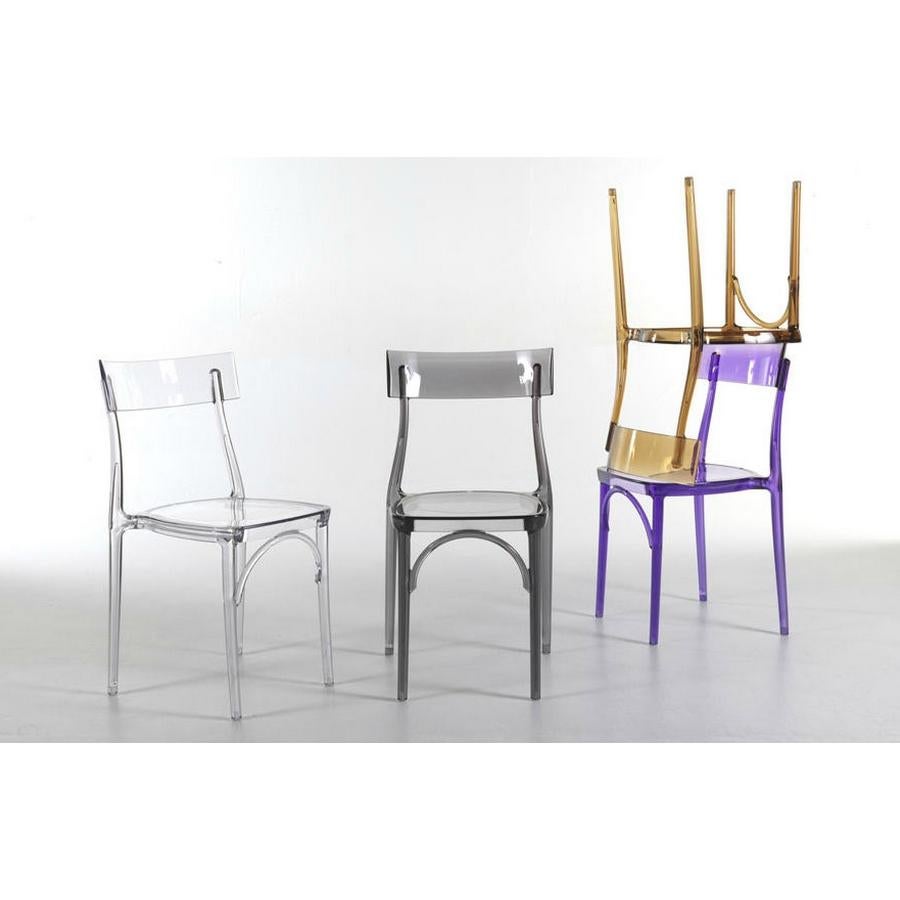 Modern In Stock in Los Angeles, Milani, Transparent Grey Polycarbonate Dining Chair