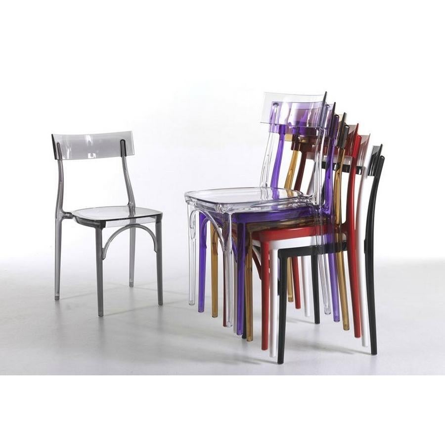 Italian In Stock in Los Angeles, Milani, Transparent Grey Polycarbonate Dining Chair