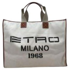 Milano 1968 Cream Canvas Tote Shopping Bag