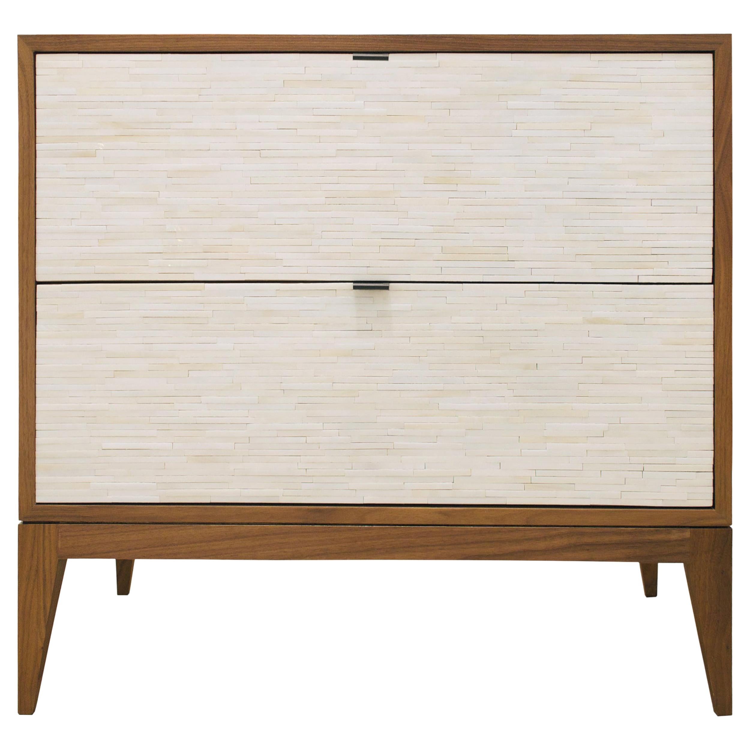 Modern Milano Mosaic 2-Drawer Nightstand with Natural Walnut by Ercole Home