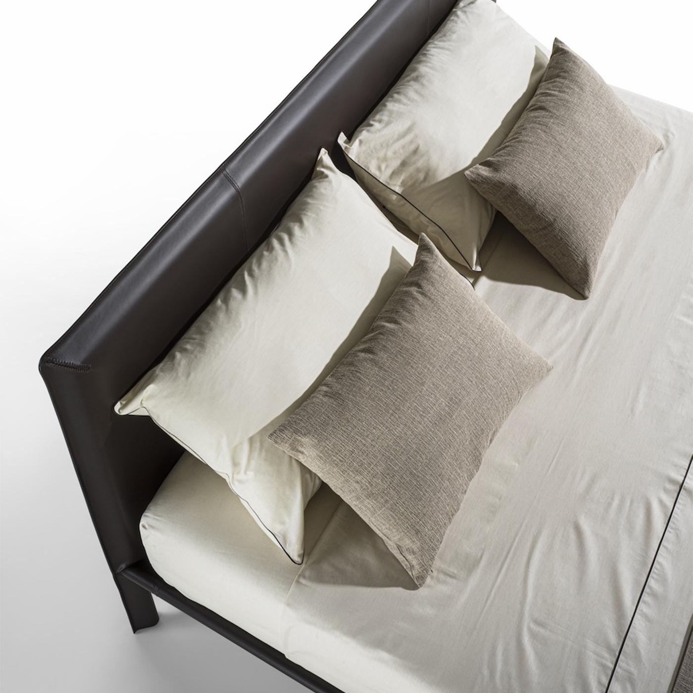 Contemporary Milano Brown Leather Bed