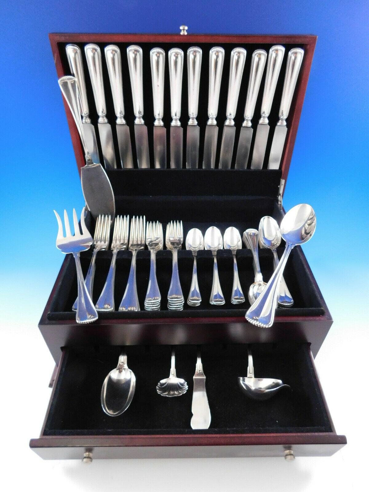Superb dinner size Milano by Buccellati Italy sterling silver flatware set - 67 pieces. This set includes:

12 dinner knives, 10