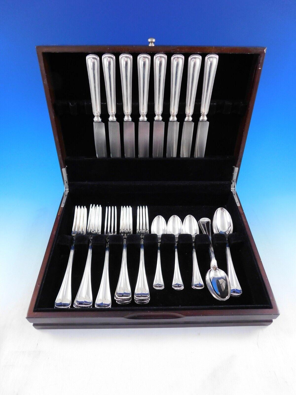 Handcrafted in sterling silver and adorned with reeded borders and stylized rope accents, the Milano flatware collection is a fashionable update on traditional design. The house of Buccellati is one of the world's premier silversmiths. 

Gorgeous