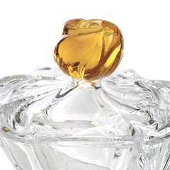 Milano Caja de cristal transparente con pomo de cristal ámbar