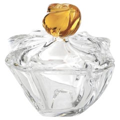 Milano Caja de cristal transparente con pomo de cristal ámbar