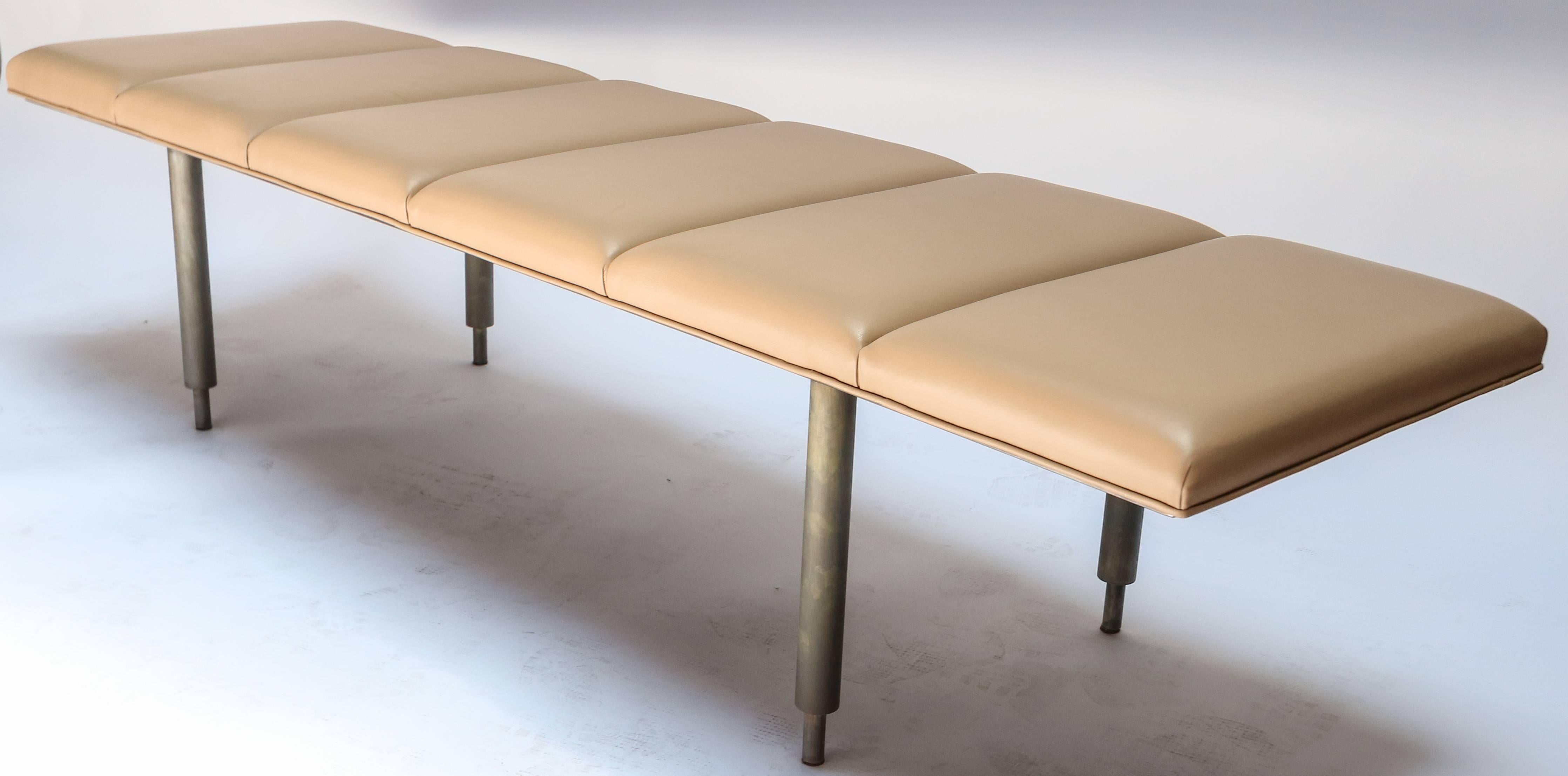 leather metal bench