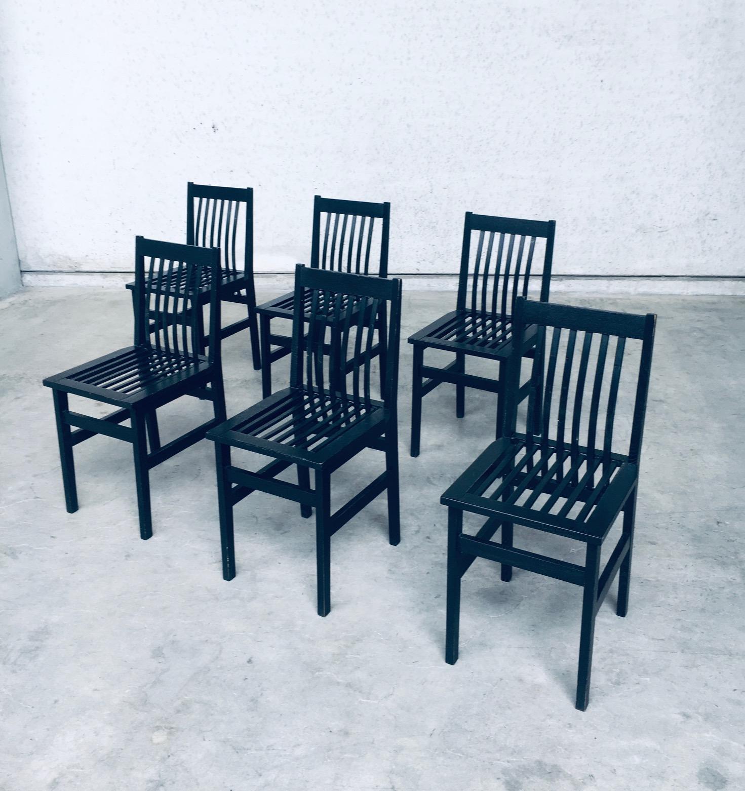 Vintage 'MILANO' dining chair set of 6 by Aldo Rossi for Molteni, made in Italy 1987. These chairs are also in the Molteni Museum. Black stained wood constructed chairs. Lightweight and very sturdy design. All 6 are in good condition. All original.